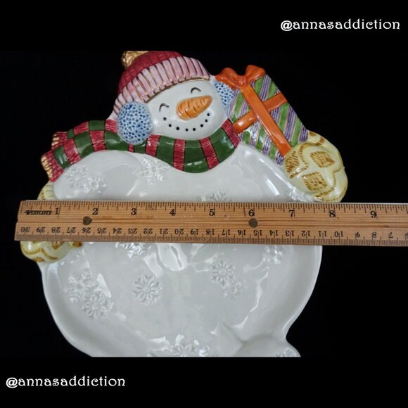 New 2003 Fitz & Floyd Frosty Folks Serving Plate Christmas Tray Snowman Party - Picture 5 of 8